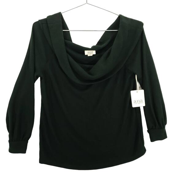 Ana Shirt Womens Small Green Long Sleeve Cowl Neck Off The Shoulder Casual Top - Picture 1 of 6